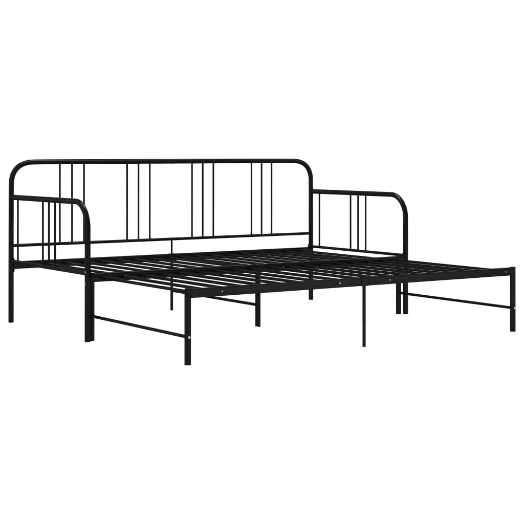 Slaapbank uittrekbaar metaal zwart 90x200 cm is nu te koop bij PeponiXL, paradijselijk wonen!