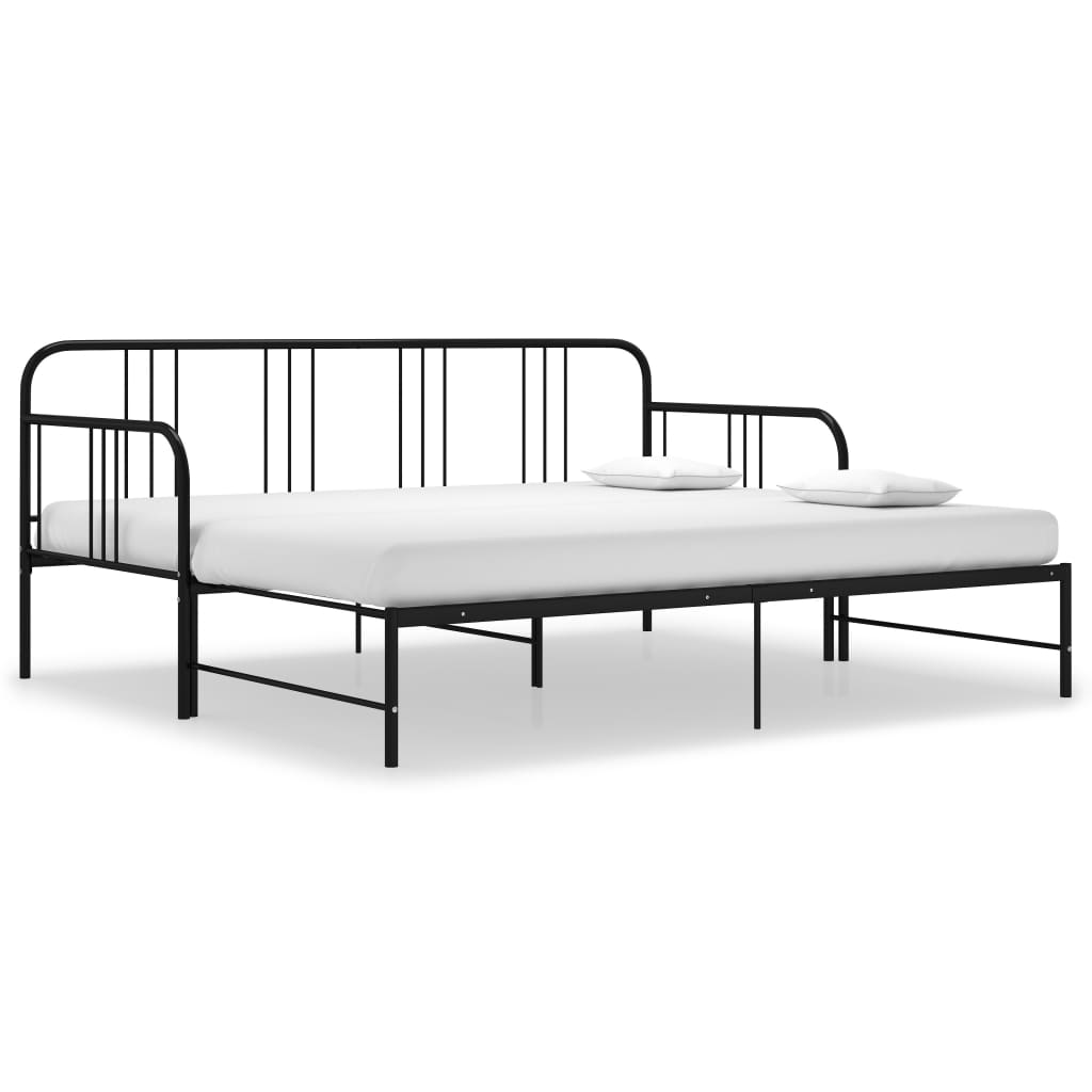 Slaapbank uittrekbaar metaal zwart 90x200 cm is nu te koop bij PeponiXL, paradijselijk wonen!
