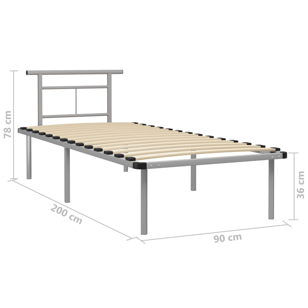 Bedframe metaal grijs 90x200 cm is nu te koop bij PeponiXL, paradijselijk wonen!