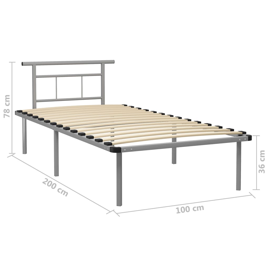 Bedframe metaal grijs 100x200 cm is nu te koop bij PeponiXL, paradijselijk wonen!