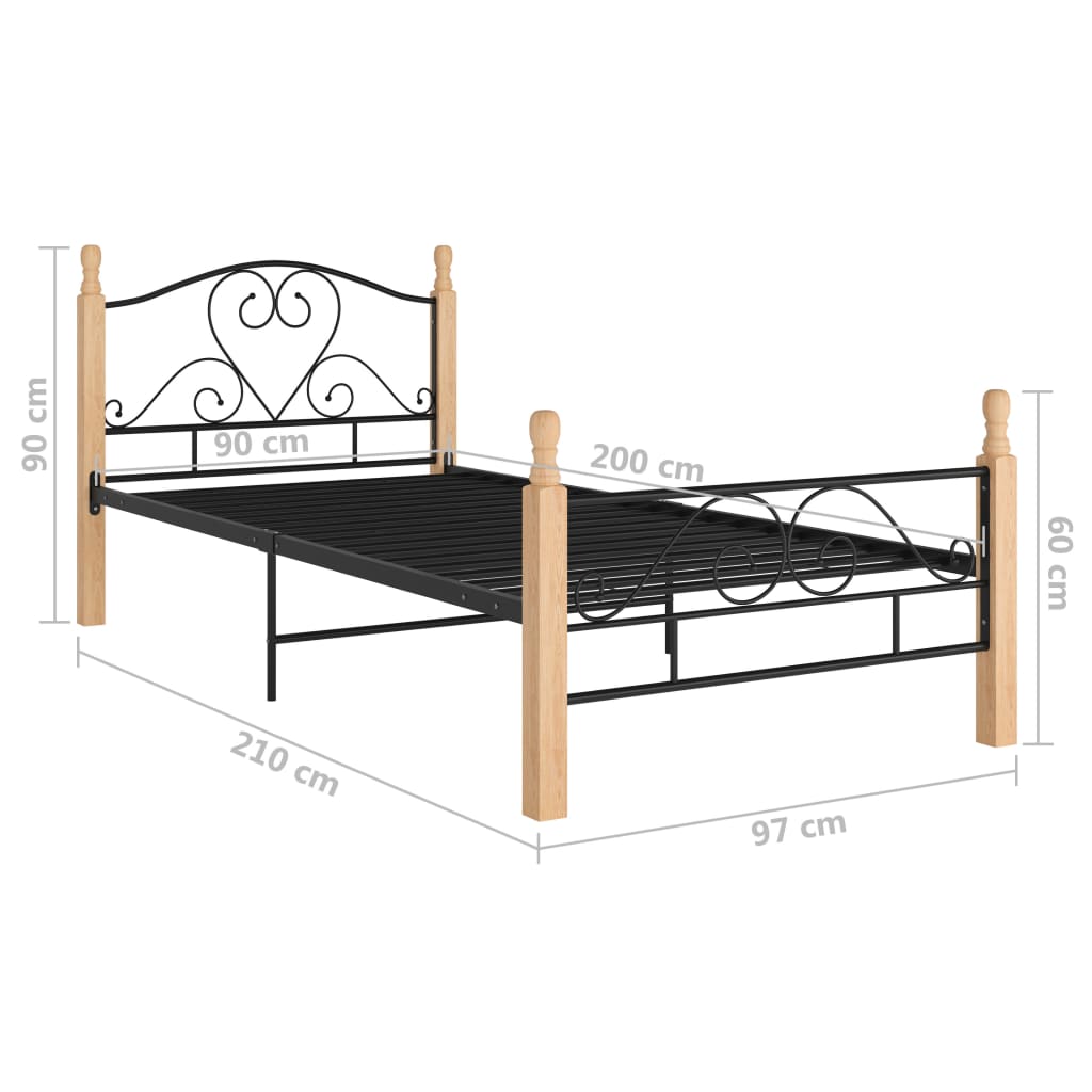 Bedframe metaal zwart 90x200 cm is nu te koop bij PeponiXL, paradijselijk wonen!