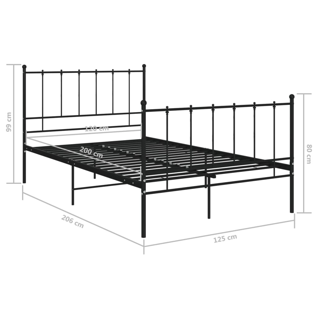 Bedframe metaal zwart 120x200 cm is nu te koop bij PeponiXL, paradijselijk wonen!