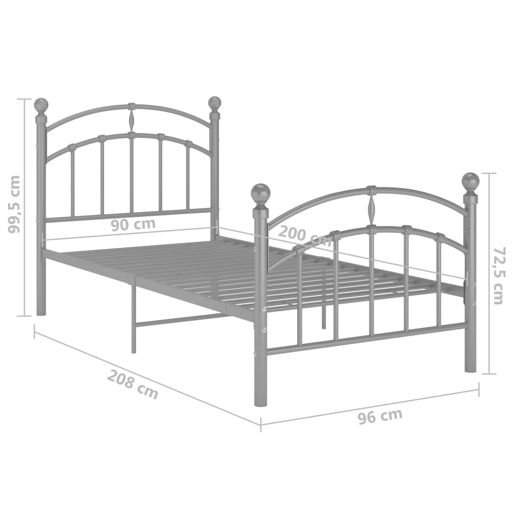 Bedframe metaal grijs 90x200 cm is nu te koop bij PeponiXL, paradijselijk wonen!