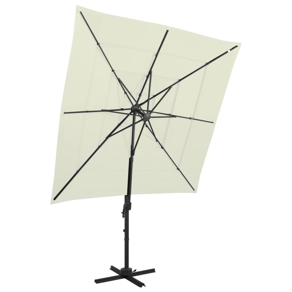 Parasol 4-laags met aluminium paal 250x250 cm zandkleurig is nu te koop bij PeponiXL, paradijselijk wonen!