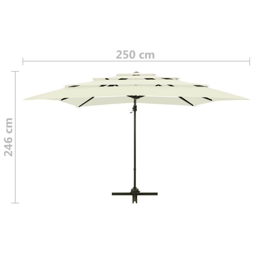 Parasol 4-laags met aluminium paal 250x250 cm zandkleurig is nu te koop bij PeponiXL, paradijselijk wonen!