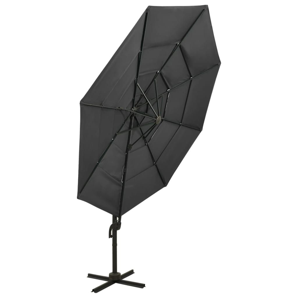 Parasol 4-laags met aluminium paal 3x3 m antracietkleurig is nu te koop bij PeponiXL, paradijselijk wonen!