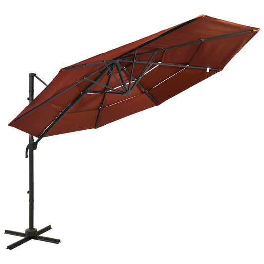 Parasol 4-laags met aluminium paal 3x3 m terracottakleurig is nu te koop bij PeponiXL, paradijselijk wonen!