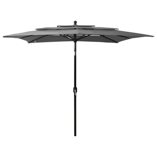 Parasol 3-laags met aluminium paal 2,5x2,5 m antracietkleurig is nu te koop bij PeponiXL, paradijselijk wonen!