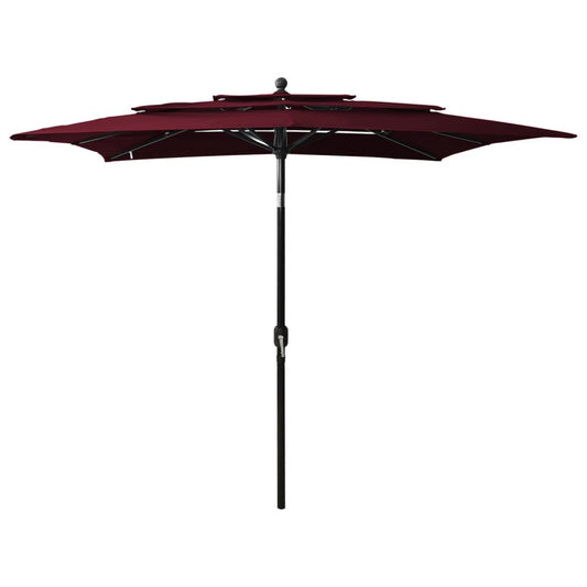 Parasol 3-laags met aluminium paal 2,5x2,5 m bordeauxrood is nu te koop bij PeponiXL, paradijselijk wonen!