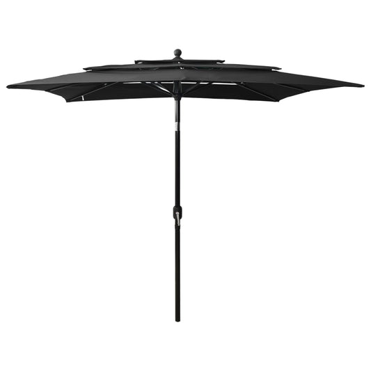 Parasol 3-laags met aluminium paal 2,5x2,5 m zwart is nu te koop bij PeponiXL, paradijselijk wonen!