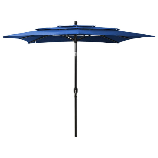 Parasol 3-laags met aluminium paal 2,5x2,5 m azuurblauw is nu te koop bij PeponiXL, paradijselijk wonen!