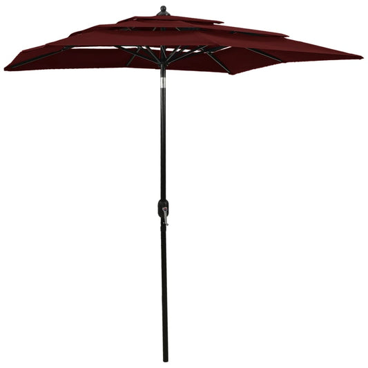 Parasol 3-laags met aluminium paal 2x2 m bordeauxrood is nu te koop bij PeponiXL, paradijselijk wonen!