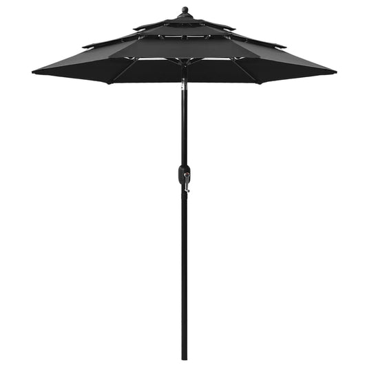 Parasol 3-laags met aluminium paal 2 m zwart is nu te koop bij PeponiXL, paradijselijk wonen!