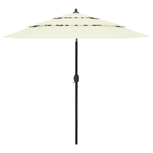 Parasol 3-laags met aluminium paal 2,5 m zandkleurig is nu te koop bij PeponiXL, paradijselijk wonen!