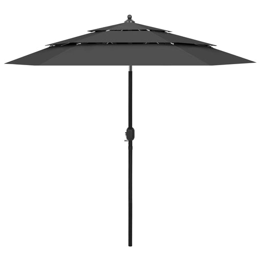Parasol 3-laags met aluminium paal 2,5 m antracietkleurig is nu te koop bij PeponiXL, paradijselijk wonen!