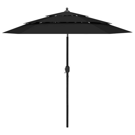 Parasol 3-laags met aluminium paal 2,5 m zwart is nu te koop bij PeponiXL, paradijselijk wonen!
