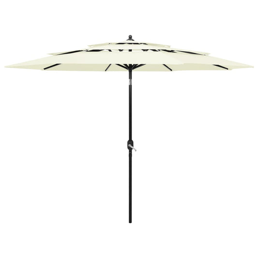 Parasol 3-laags met aluminium paal 3 m zandkleurig is nu te koop bij PeponiXL, paradijselijk wonen!