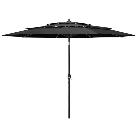 Parasol 3-laags met aluminium paal 3 m antracietkleurig is nu te koop bij PeponiXL, paradijselijk wonen!