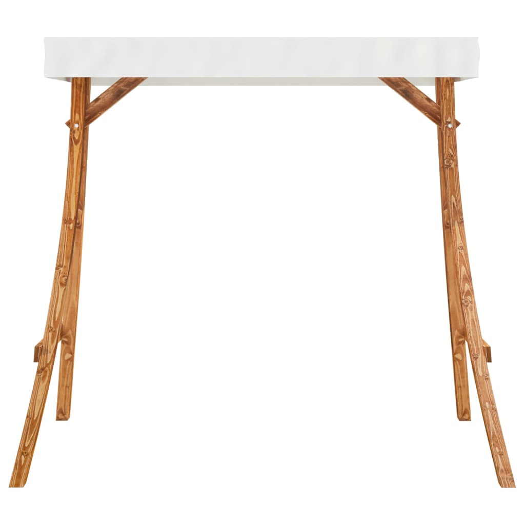 Schommelframe met crèmekleur dak gebogen hout met teakafwerking is nu te koop bij PeponiXL, paradijselijk wonen!