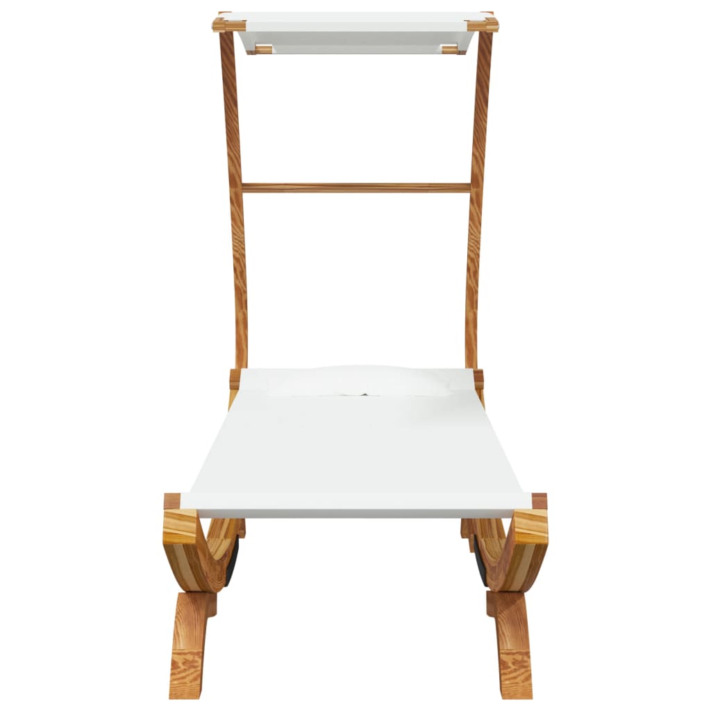 Loungebed met luifel 100x190x134 cm massief gebogen hout crème is nu te koop bij PeponiXL, paradijselijk wonen!