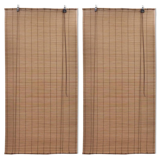Rolgordijnen 2 st 80x160 cm bamboe bruin is nu te koop bij PeponiXL, paradijselijk wonen!