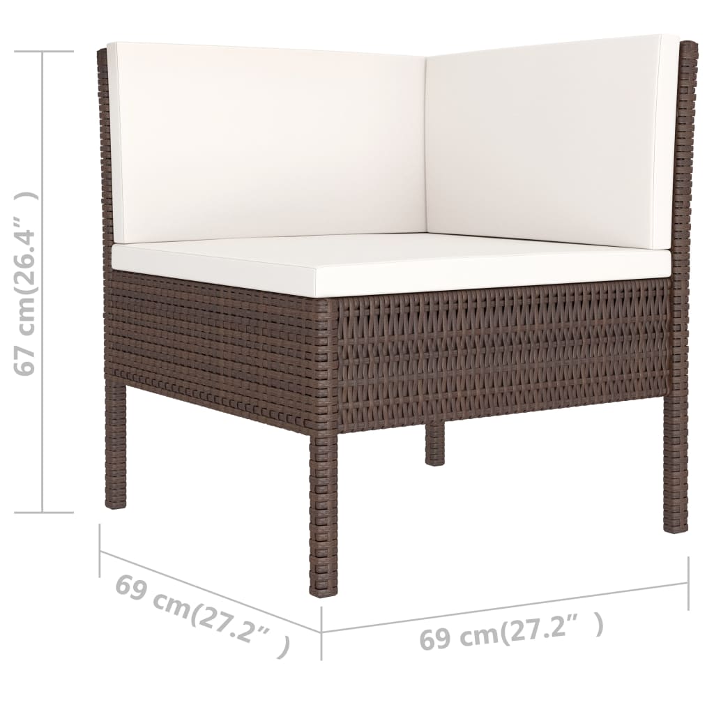 6-delige Loungeset met kussens poly rattan bruin is nu te koop bij PeponiXL, paradijselijk wonen!