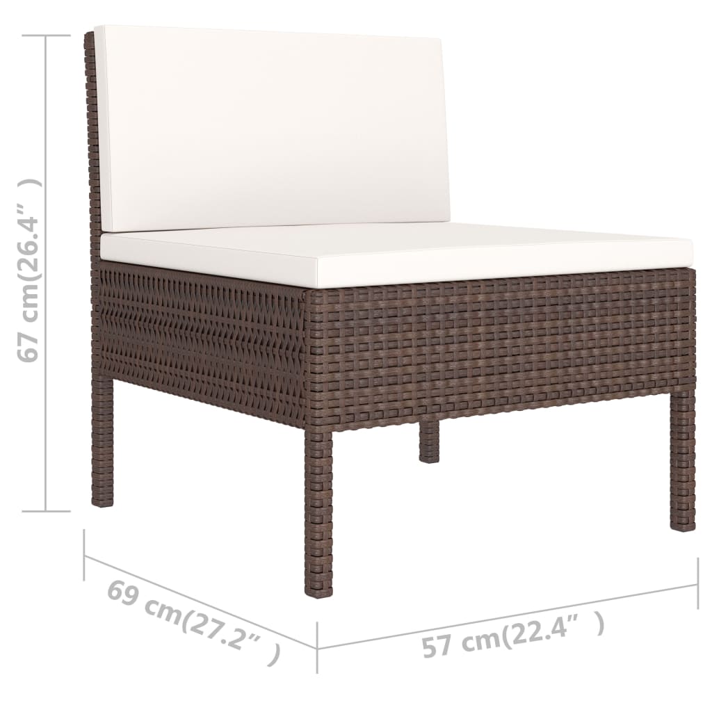 6-delige Loungeset met kussens poly rattan bruin is nu te koop bij PeponiXL, paradijselijk wonen!