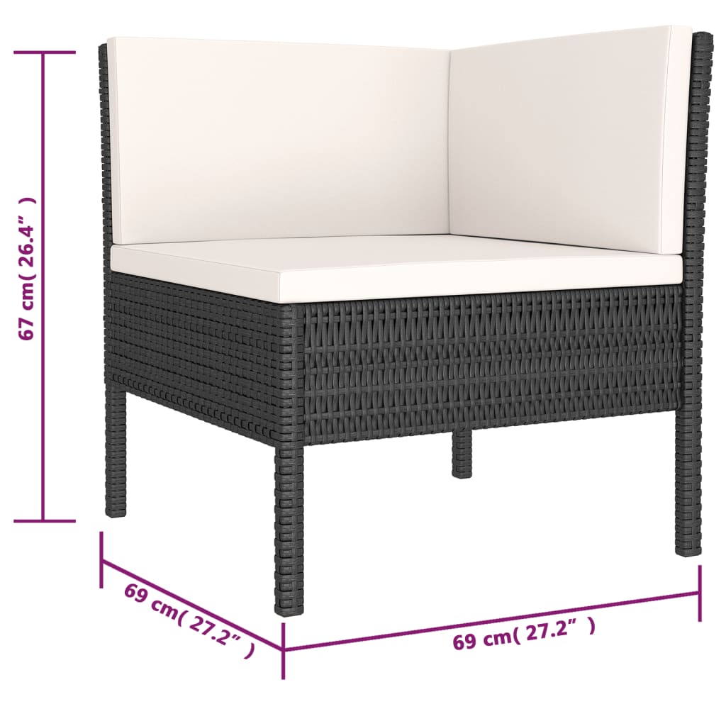 6-delige Loungeset met kussens poly rattan zwart is nu te koop bij PeponiXL, paradijselijk wonen!