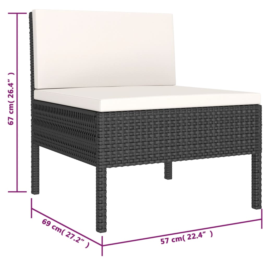 6-delige Loungeset met kussens poly rattan zwart is nu te koop bij PeponiXL, paradijselijk wonen!