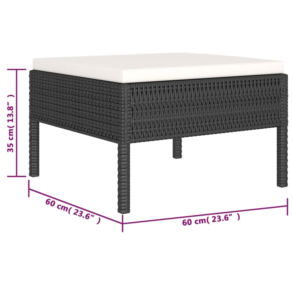 6-delige Loungeset met kussens poly rattan zwart is nu te koop bij PeponiXL, paradijselijk wonen!