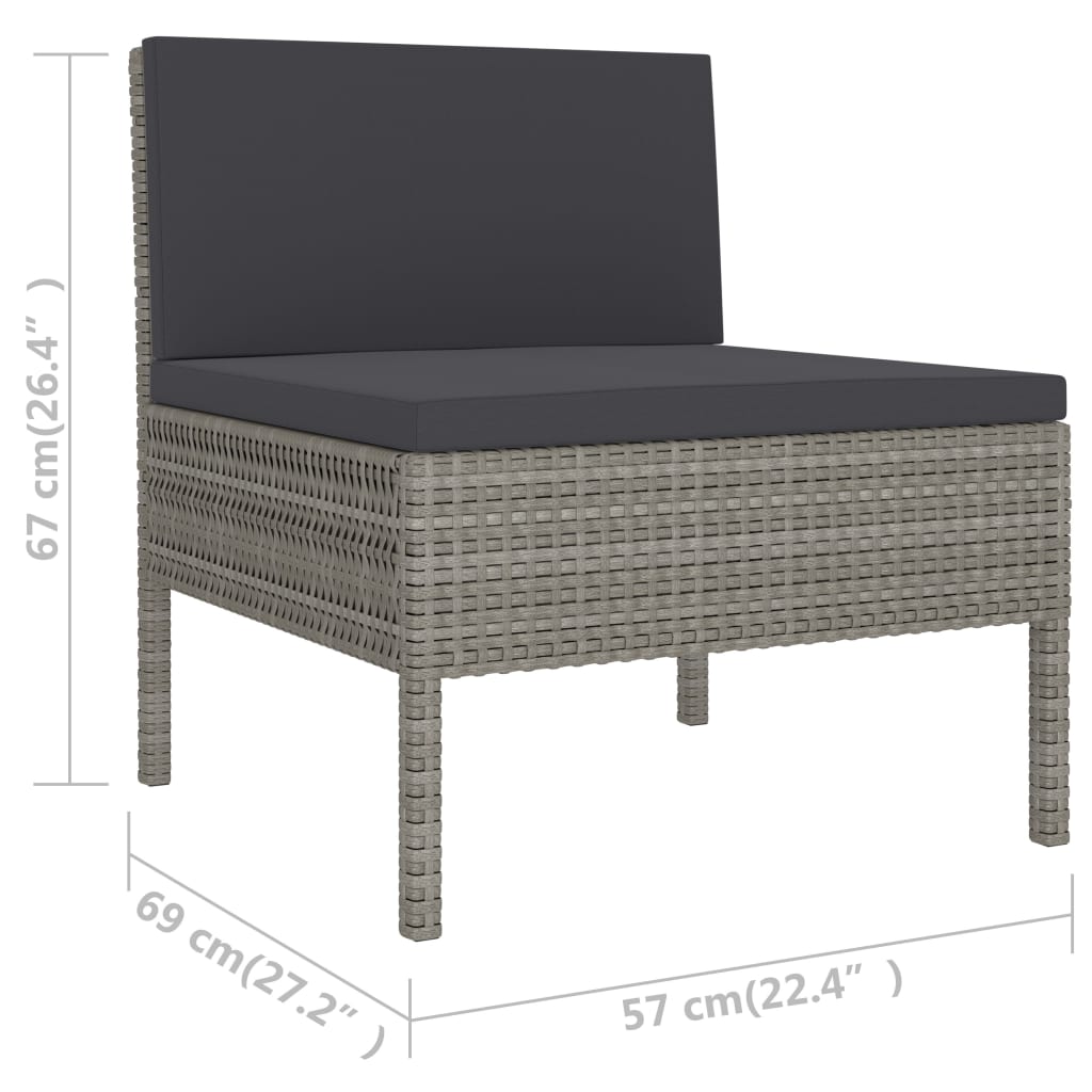 6-delige Loungeset met kussens poly rattan grijs is nu te koop bij PeponiXL, paradijselijk wonen!