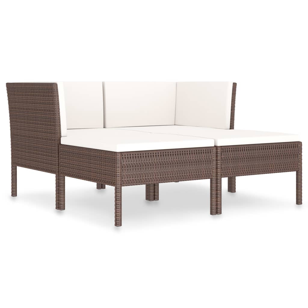 4-delige Loungeset met kussens poly rattan bruin is nu te koop bij PeponiXL, paradijselijk wonen!