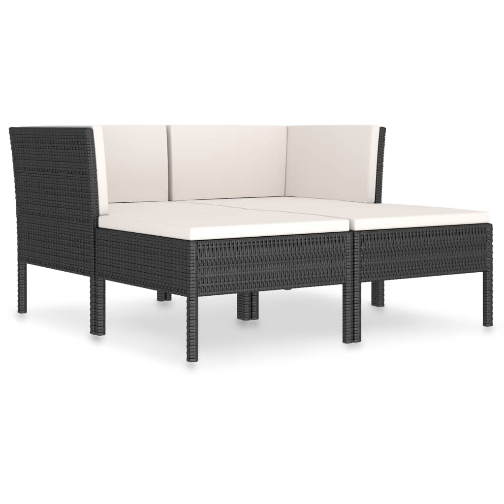 4-delige Loungeset met kussens poly rattan zwart is nu te koop bij PeponiXL, paradijselijk wonen!