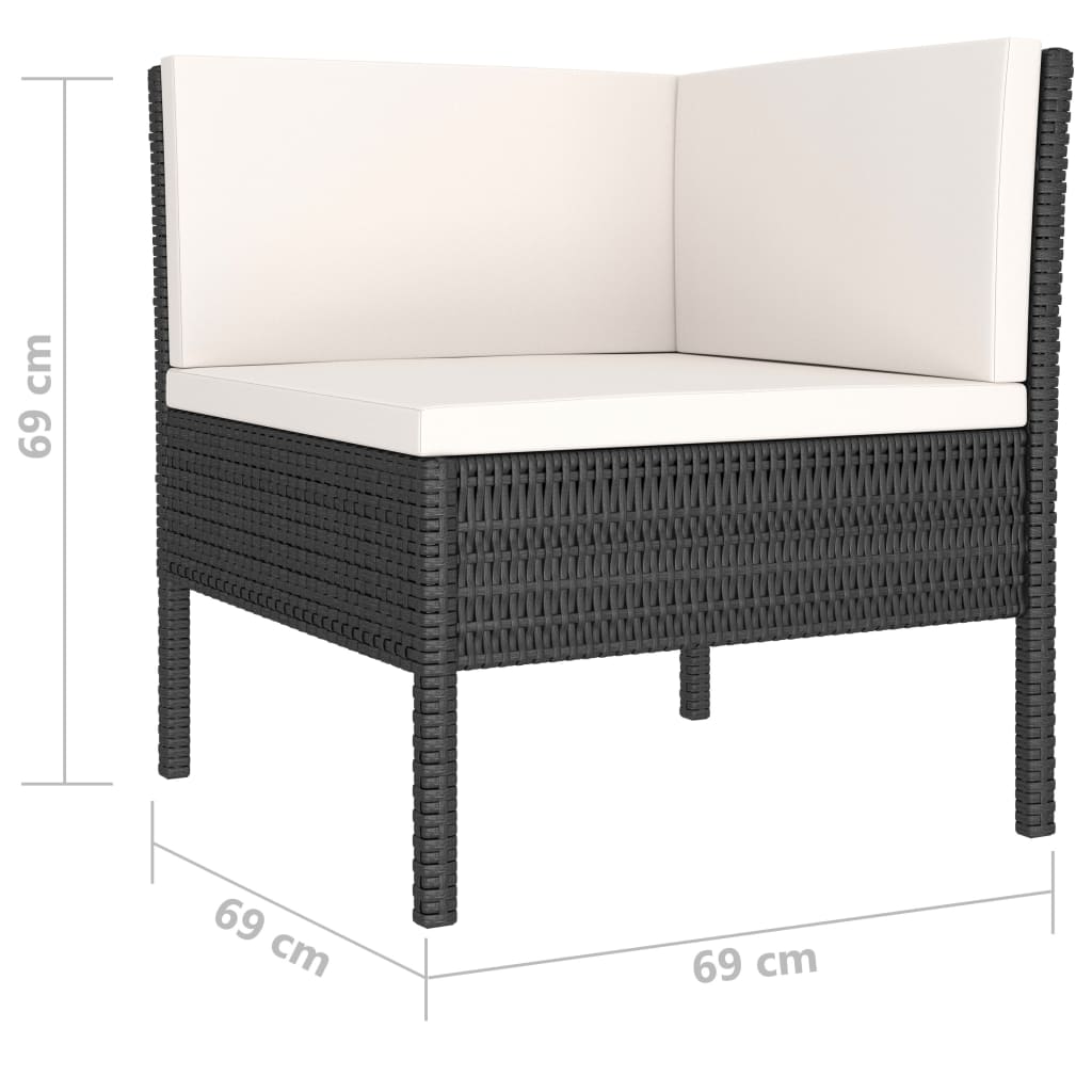 4-delige Loungeset met kussens poly rattan zwart is nu te koop bij PeponiXL, paradijselijk wonen!
