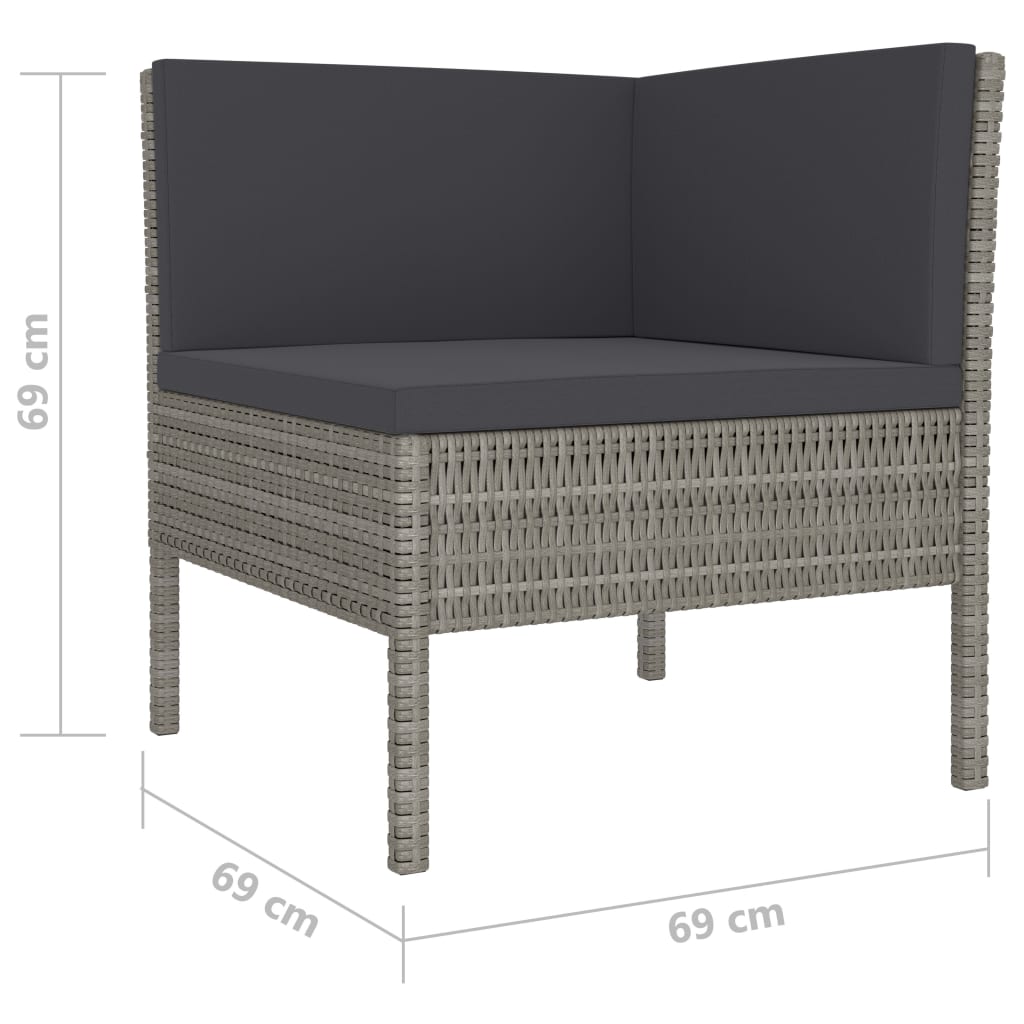 10-delige Loungeset met kussens poly rattan grijs is nu te koop bij PeponiXL, paradijselijk wonen!