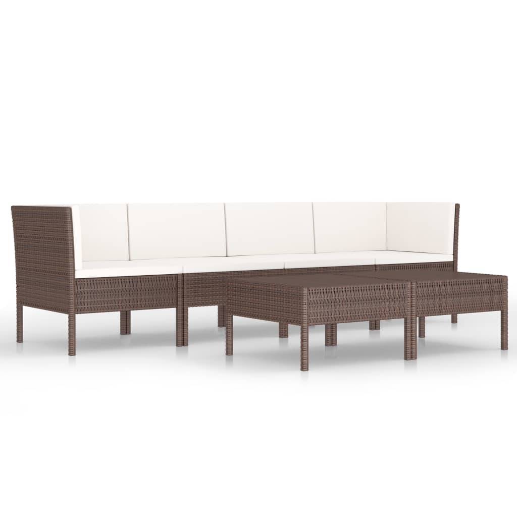 6-delige Loungeset met kussens poly rattan bruin is nu te koop bij PeponiXL, paradijselijk wonen!