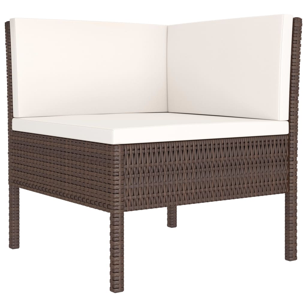 6-delige Loungeset met kussens poly rattan bruin is nu te koop bij PeponiXL, paradijselijk wonen!