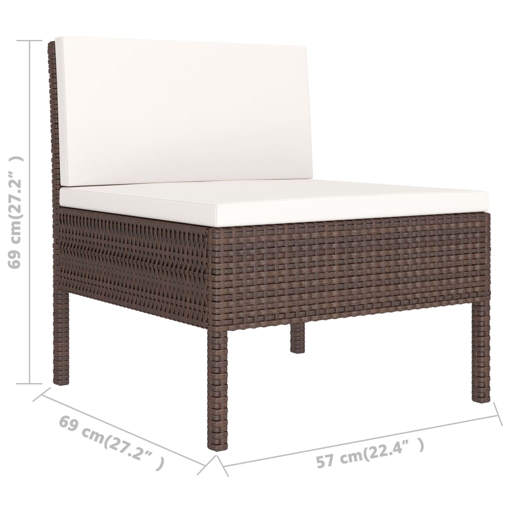 6-delige Loungeset met kussens poly rattan bruin is nu te koop bij PeponiXL, paradijselijk wonen!