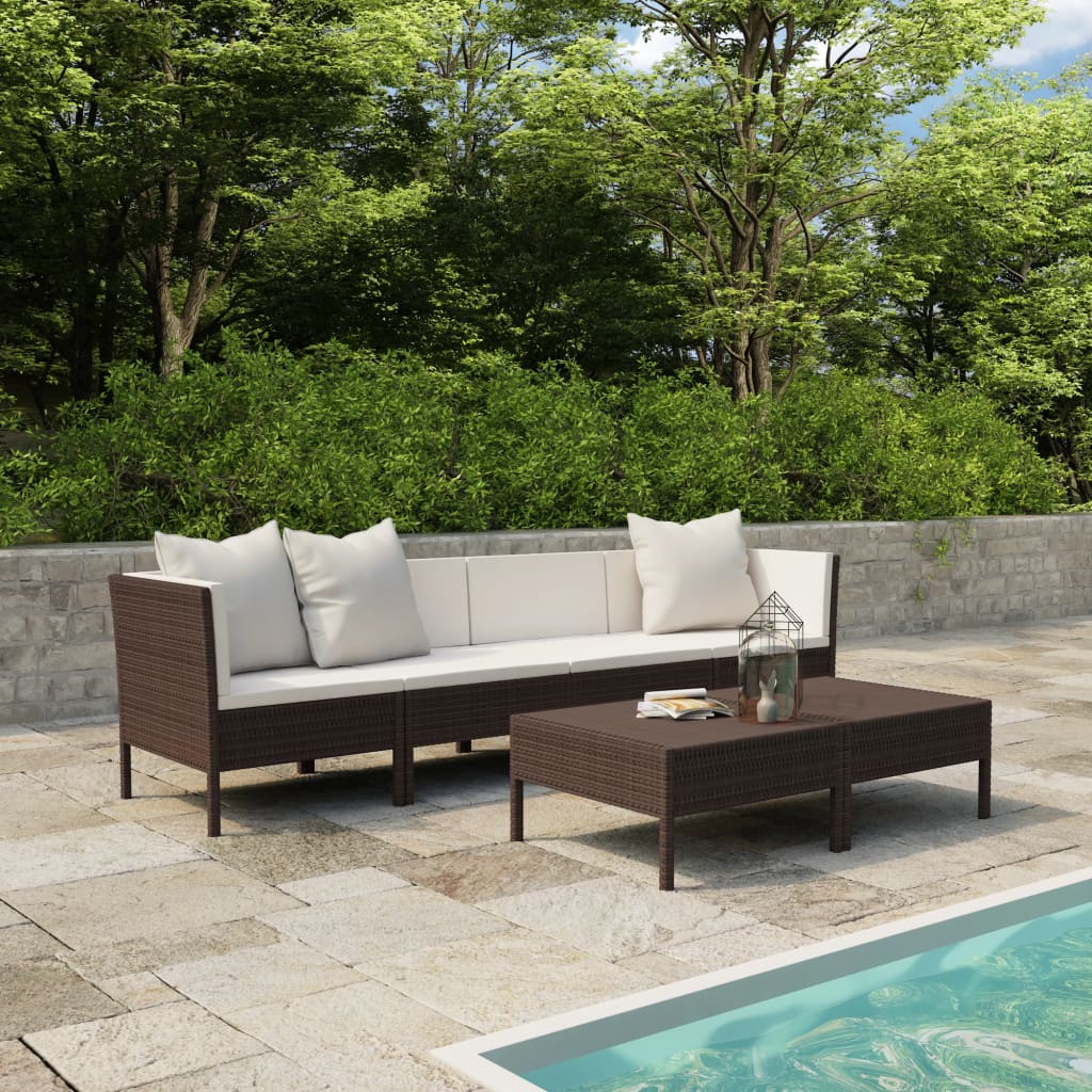 6-delige Loungeset met kussens poly rattan bruin is nu te koop bij PeponiXL, paradijselijk wonen!