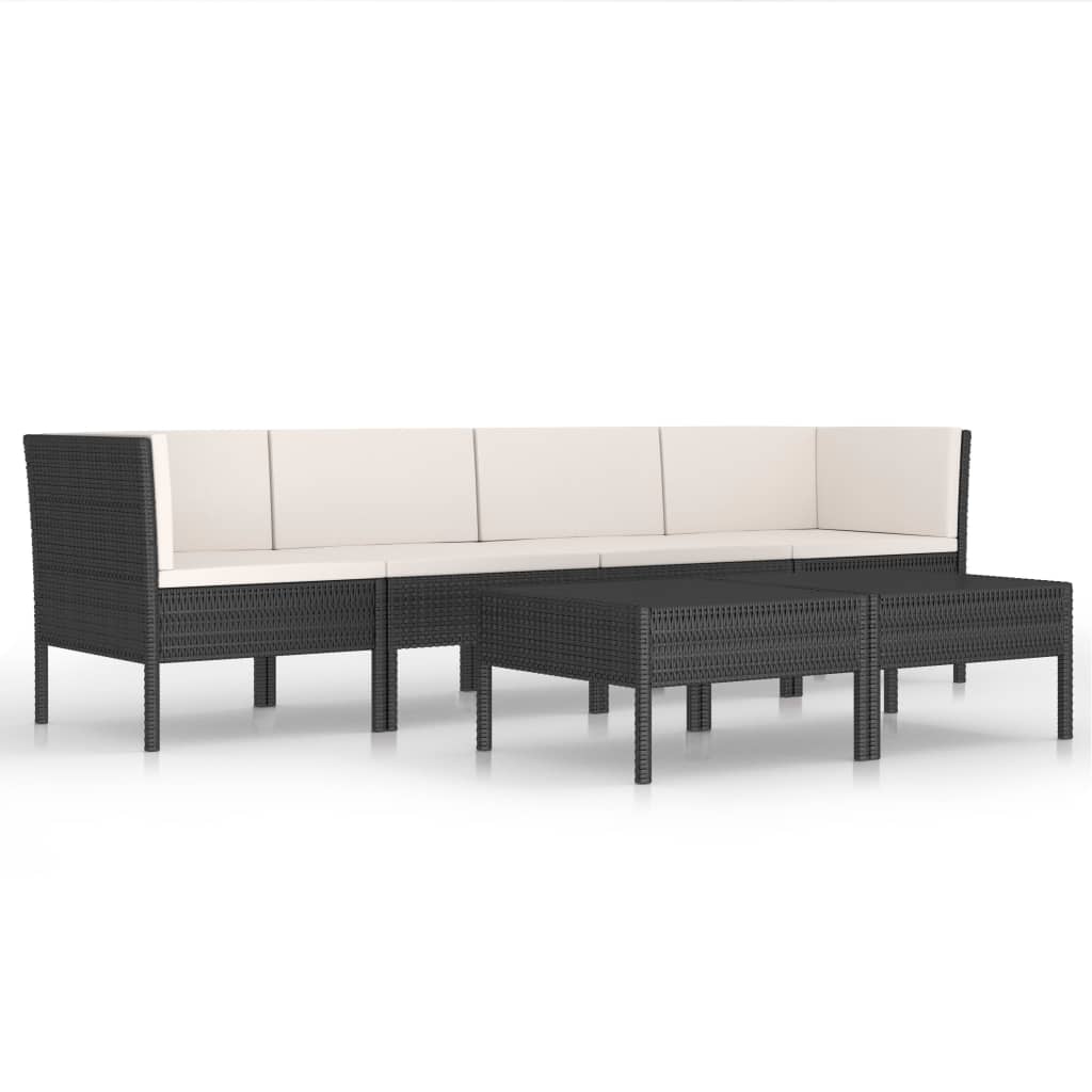6-delige Loungeset met kussens poly rattan zwart is nu te koop bij PeponiXL, paradijselijk wonen!