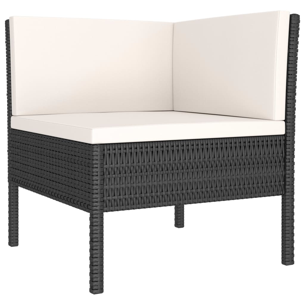 6-delige Loungeset met kussens poly rattan zwart is nu te koop bij PeponiXL, paradijselijk wonen!
