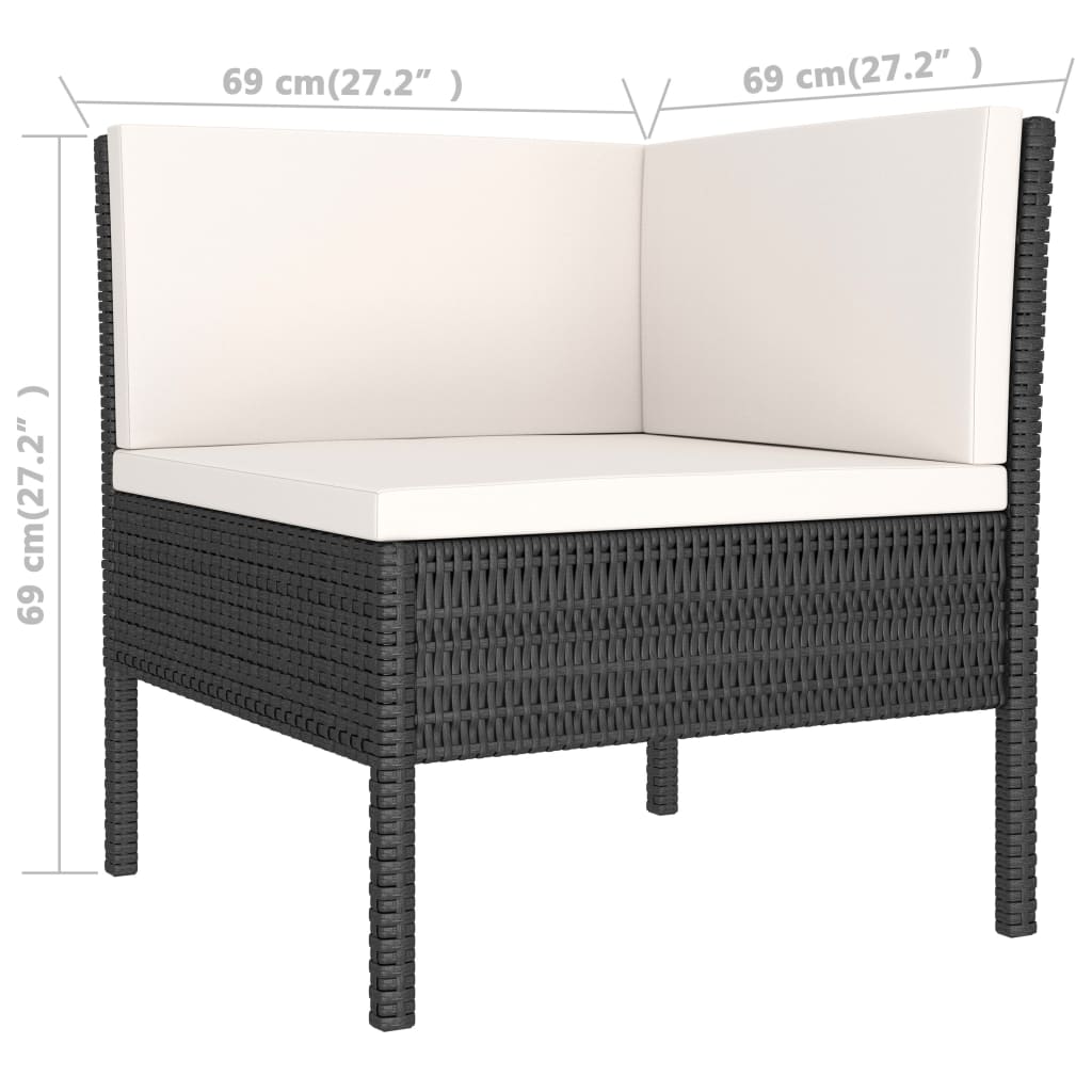 6-delige Loungeset met kussens poly rattan zwart is nu te koop bij PeponiXL, paradijselijk wonen!