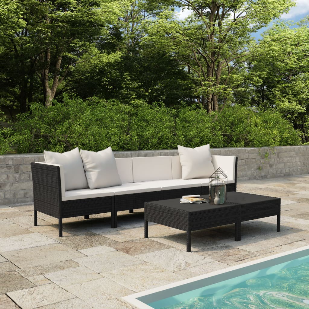 6-delige Loungeset met kussens poly rattan zwart is nu te koop bij PeponiXL, paradijselijk wonen!