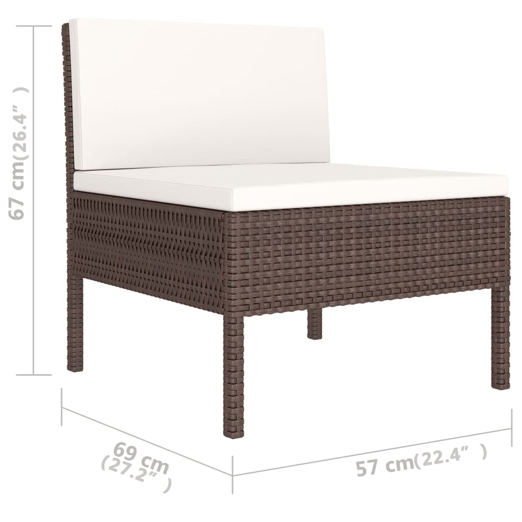 6-delige Loungeset met kussens poly rattan bruin is nu te koop bij PeponiXL, paradijselijk wonen!