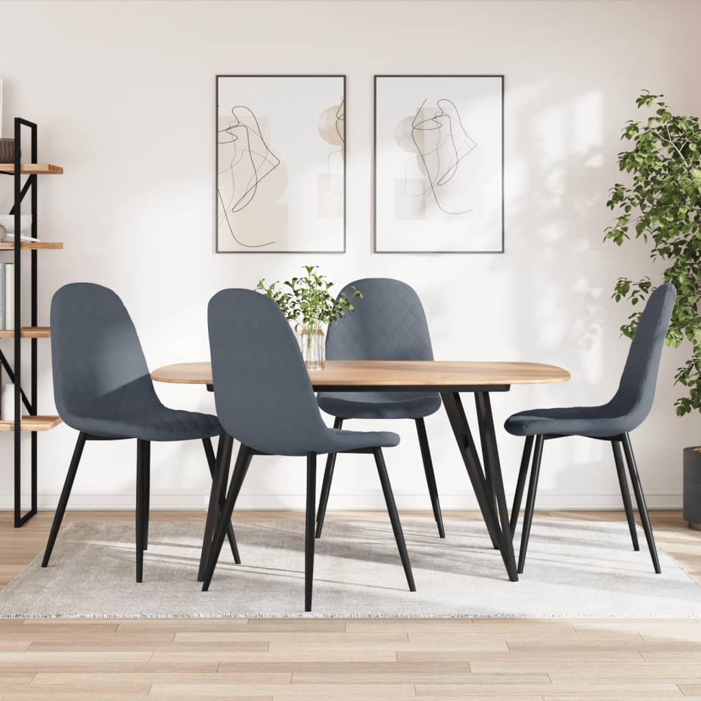 Eetkamerstoelen 4 st fluweel donkergrijs is nu te koop bij PeponiXL, paradijselijk wonen!