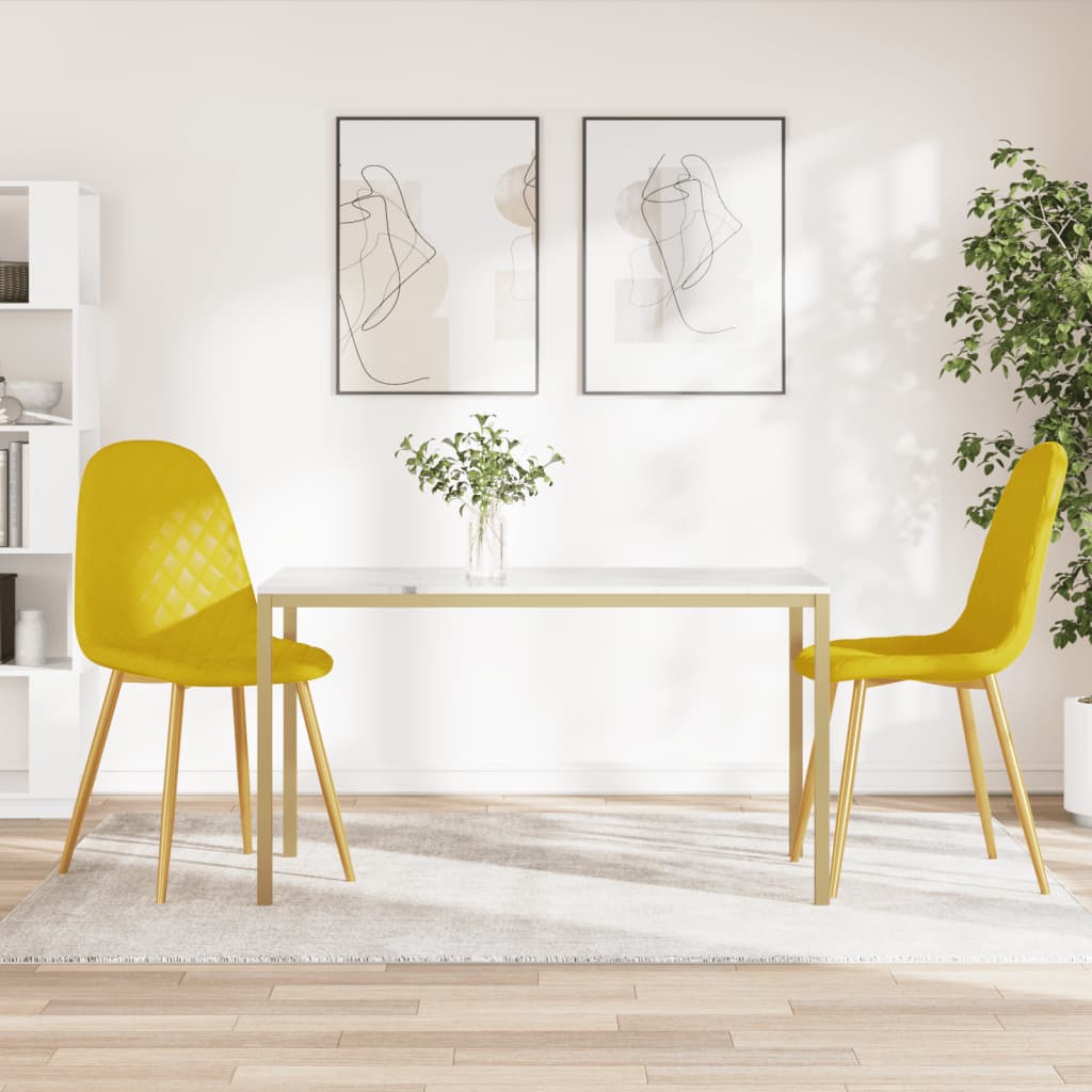 Eetkamerstoelen 2 st fluweel mosterdgeel is nu te koop bij PeponiXL, paradijselijk wonen!