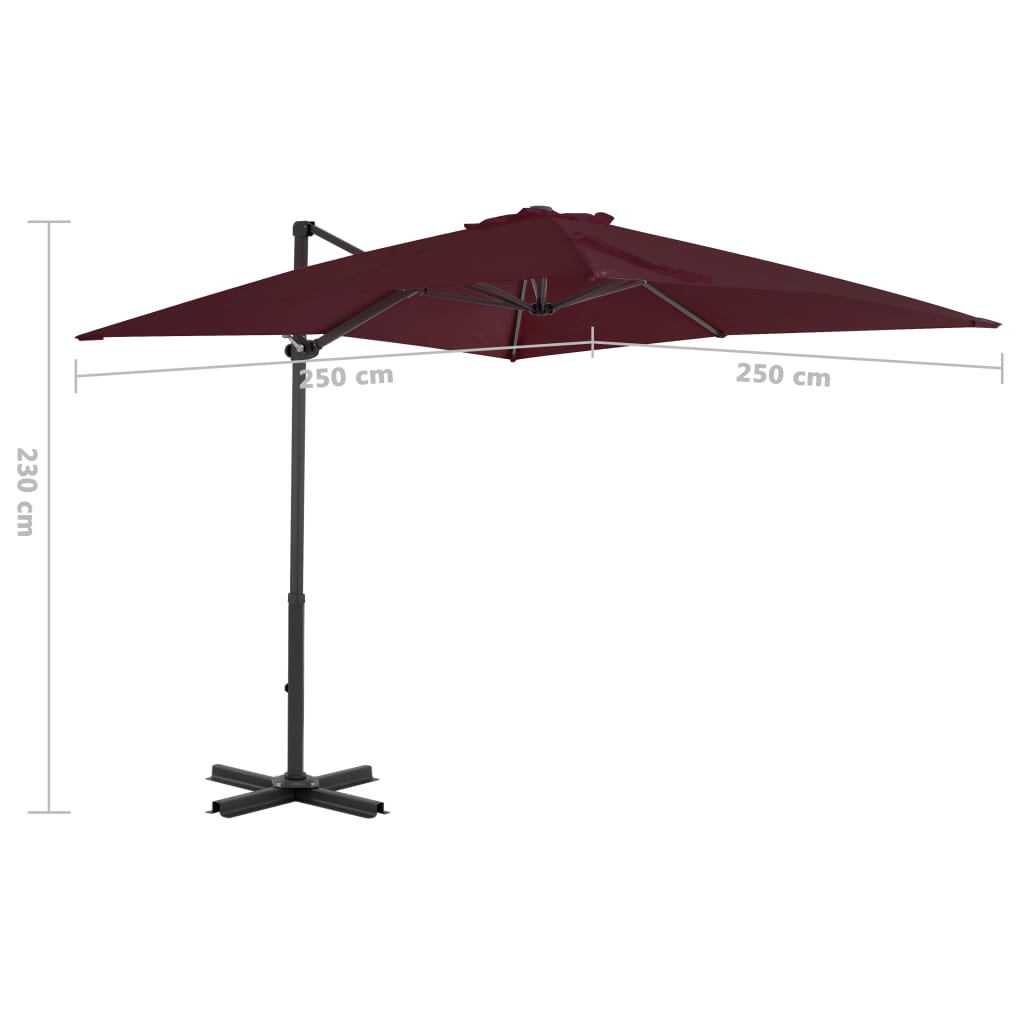 Zweefparasol met aluminium paal 250x250 cm bordeauxrood is nu te koop bij PeponiXL, paradijselijk wonen!