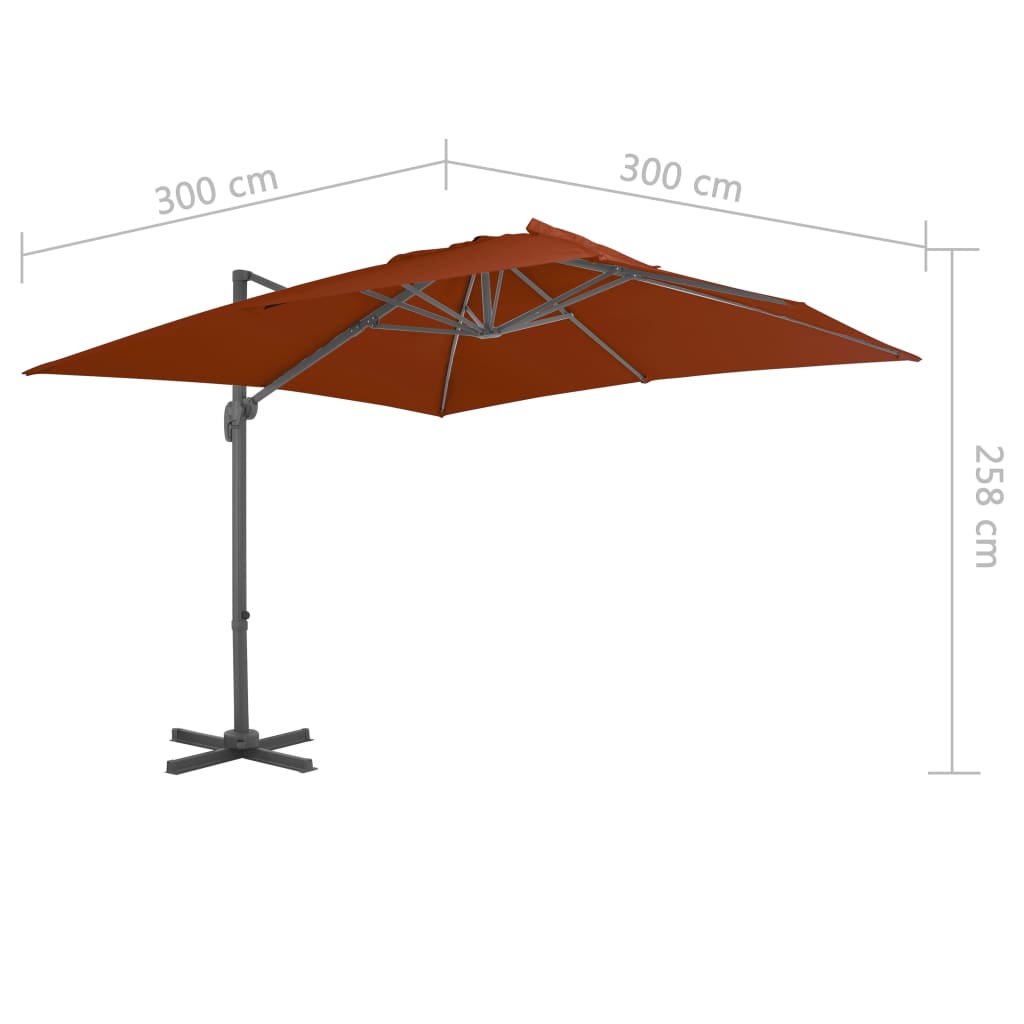 Zweefparasol met aluminium paal 300x300 cm terracottakleurig is nu te koop bij PeponiXL, paradijselijk wonen!