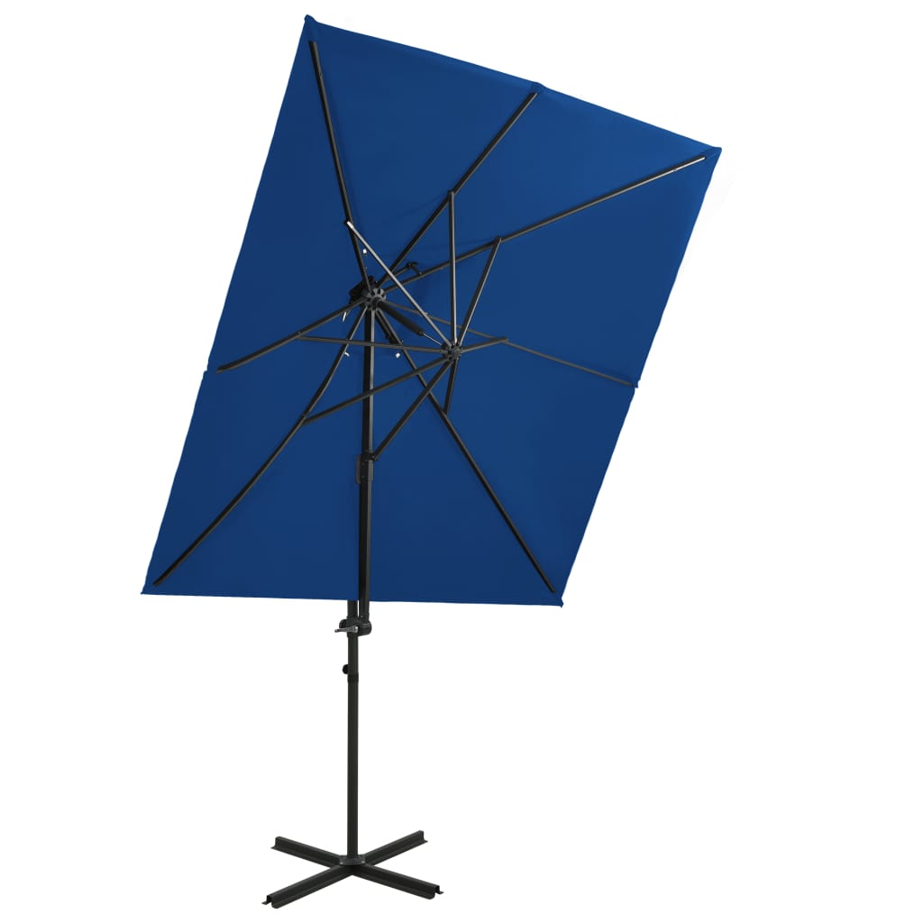 Zweefparasol met dubbel dak 250x250 cm azuurblauw is nu te koop bij PeponiXL, paradijselijk wonen!