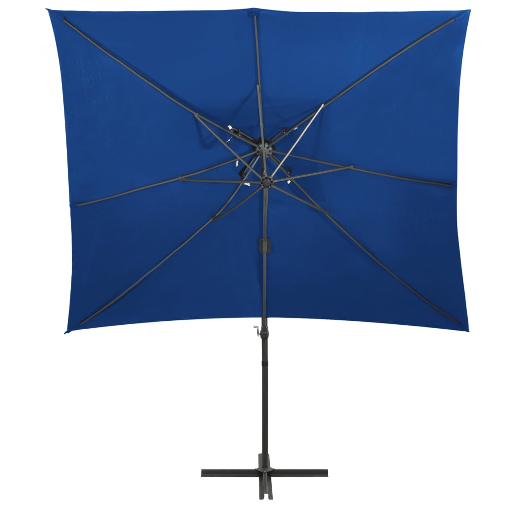 Zweefparasol met dubbel dak 250x250 cm azuurblauw is nu te koop bij PeponiXL, paradijselijk wonen!